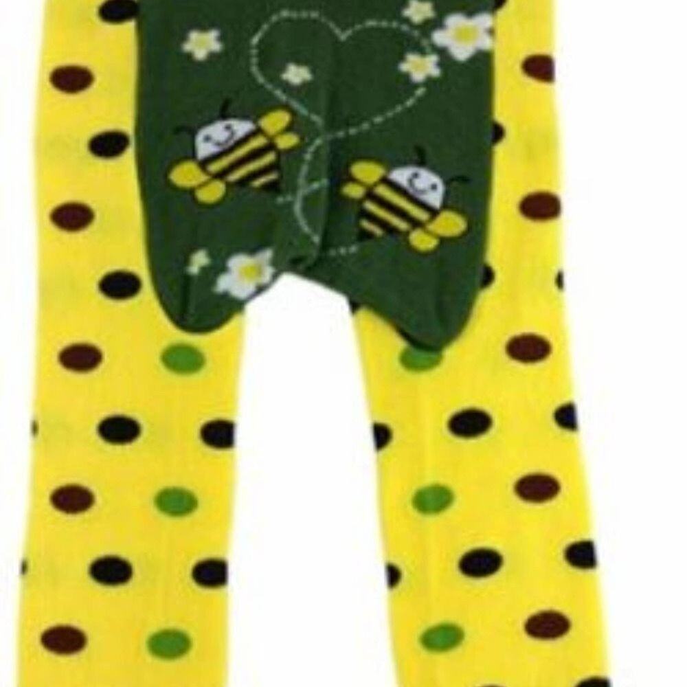New 2-3T Girl's yellow "busy bees" tights